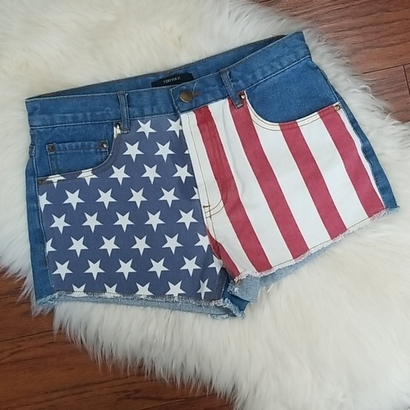 Forever 21 Pants - Forever 21 American Flag Cutoff Shorts
